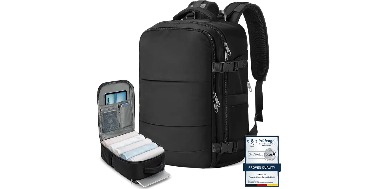 Mochila de viaje Samfolk con apertura tipo maleta