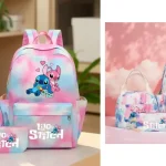 mochila escolar con 3 piezas Stitch