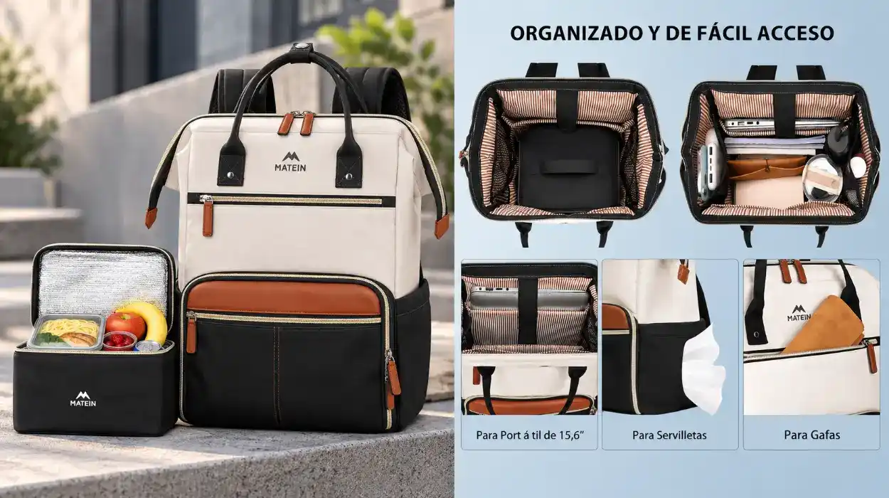 Mochila MATEIN con bolsa térmica extraíble y espacio para portátil, para mujer