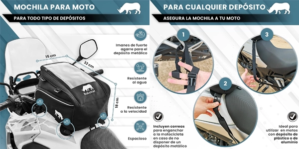 mochila para depósito de moto Habanon con imanes y correas oferta