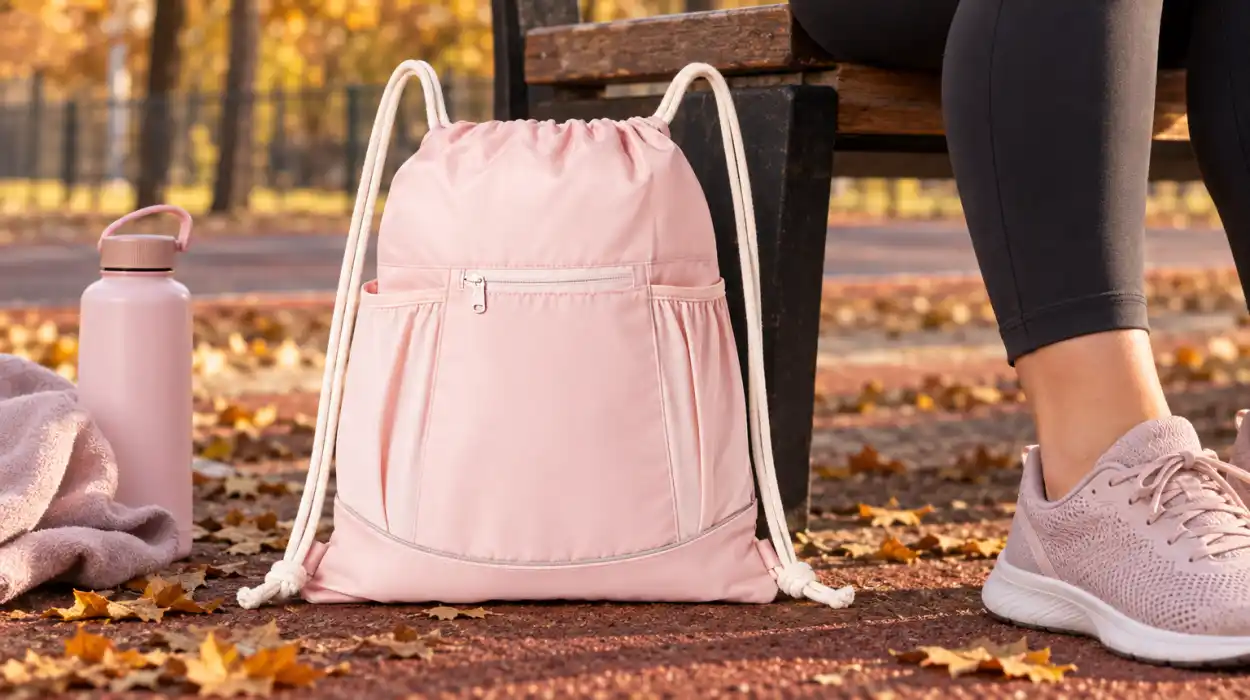 Mochila saco deportiva Amazon Basics con bolsillos exteriores