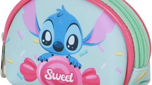 Monedero ovalado Disney Lilo y Stitch azul con cierre de cremallera