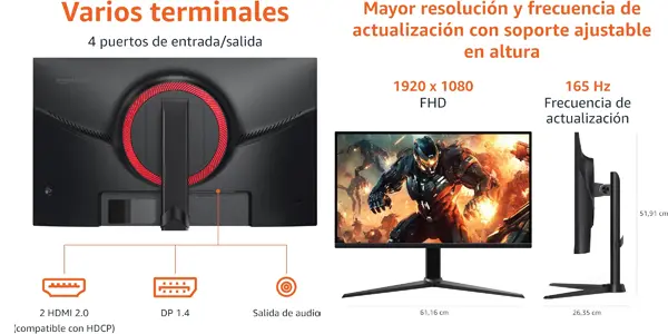 Monitor gaming Amazon Basics FHD 165 Hz de 27"