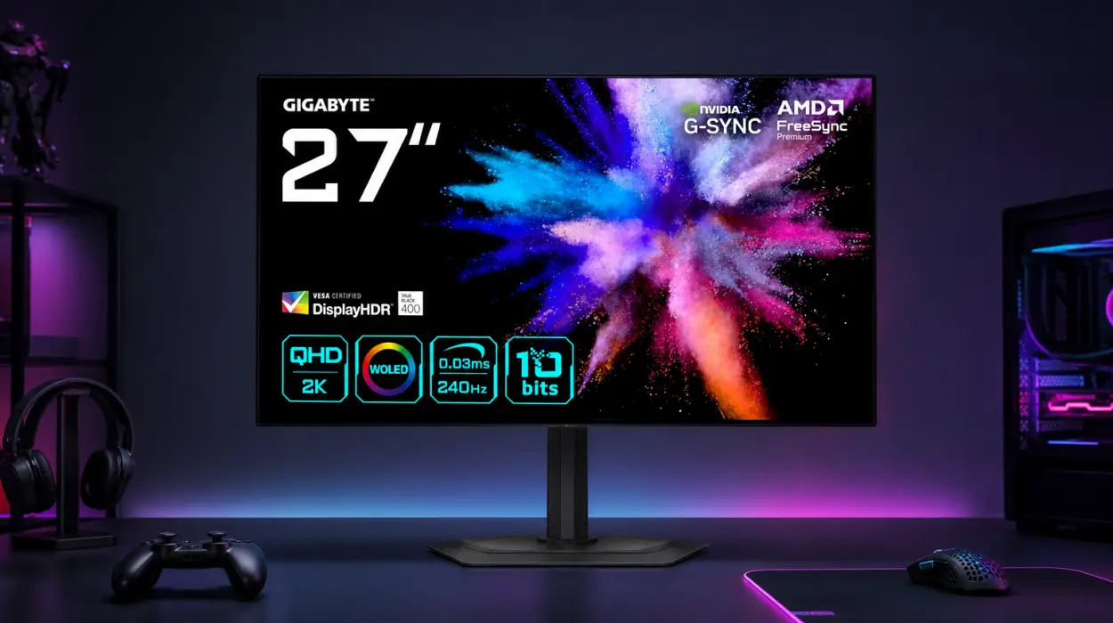 Monitor gaming OLED Gigabyte GO27Q24G de 27 pulgadas con resolución QHD y 240 Hz