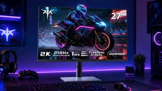 Monitor gaming KTC de 27" con 210Hz, 1ms GTG y Adaptive Sync