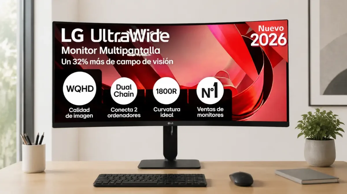 Monitor LG UltraWide 34U601B-B de 34", curvo y WQHD
