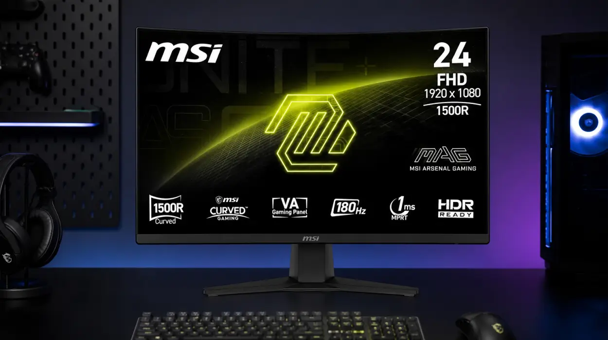 Monitor gaming curvo MSI MAG 242CA Full HD de 24 pulgadas y 180 Hz