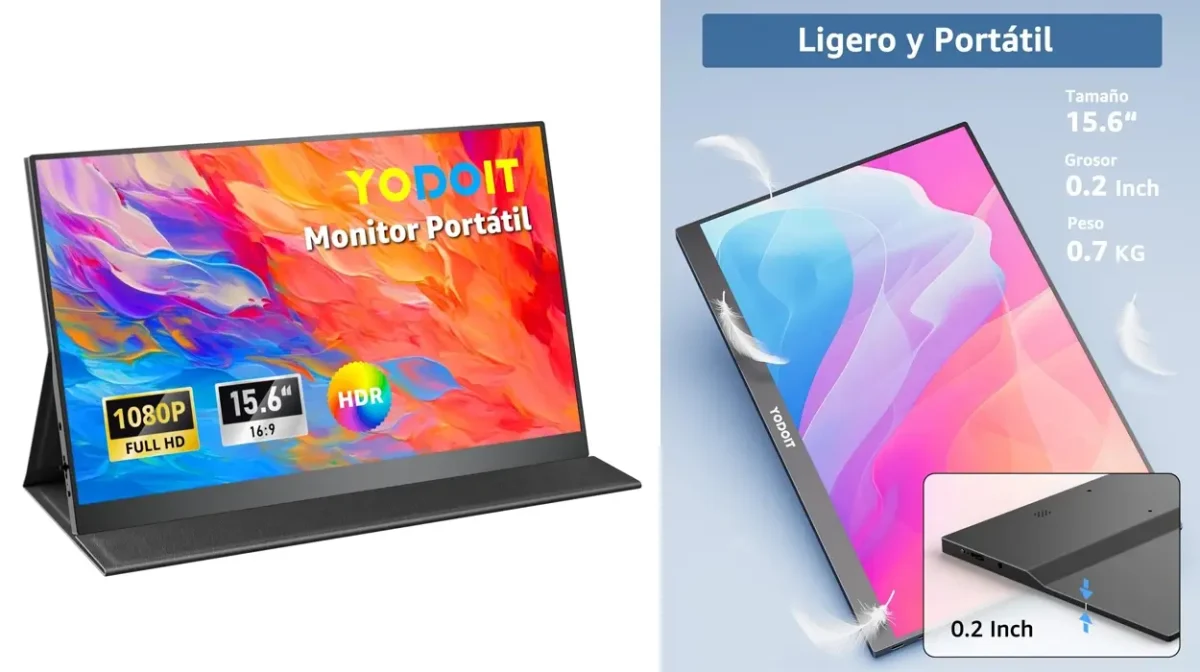 Monitor portátil Yodoit de 15,6” IPS