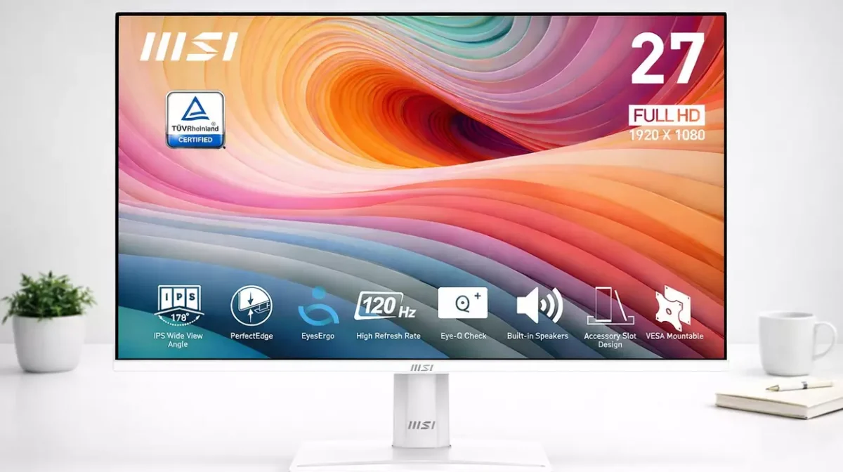 Monitor Profesional MSI Pro MP275W E2 FHD 120 Hz de 27 Pulgadas sin marcos