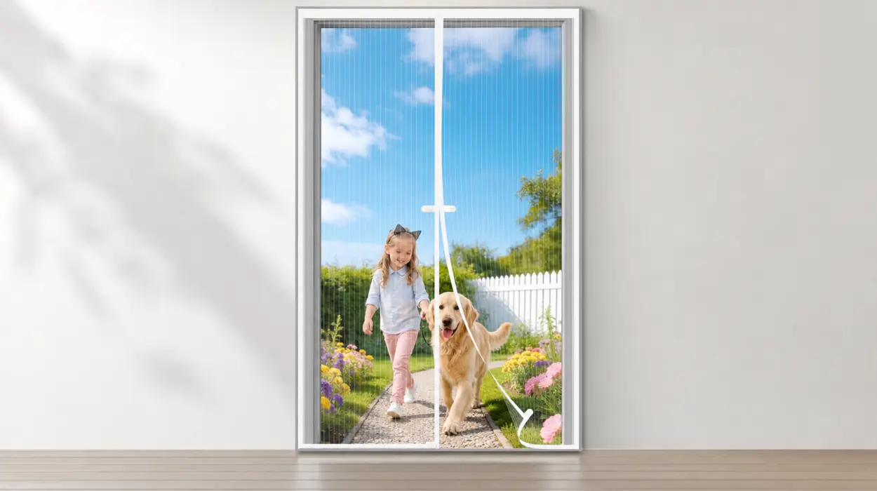 Mosquitera de puerta Nozit Door magnética de 105 x 215 cm con cierre automático