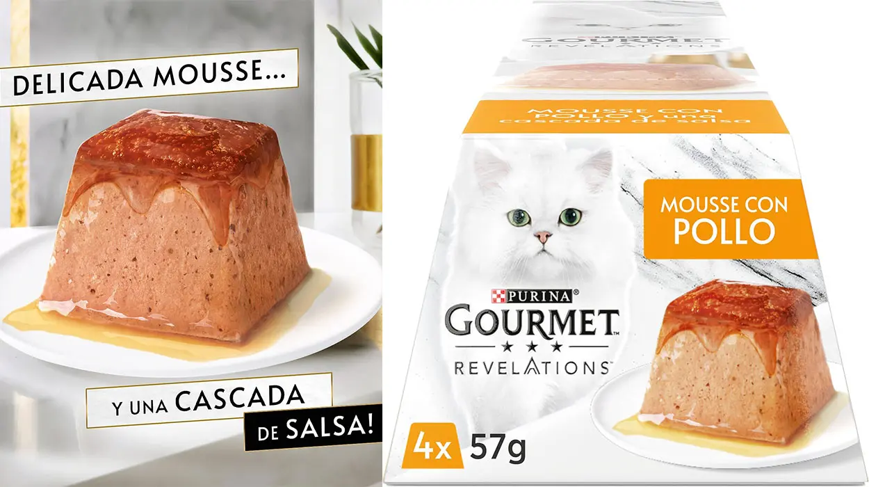 Mousse con salsa de pollo Purina Gourmet Revelations para gatos en oferta
