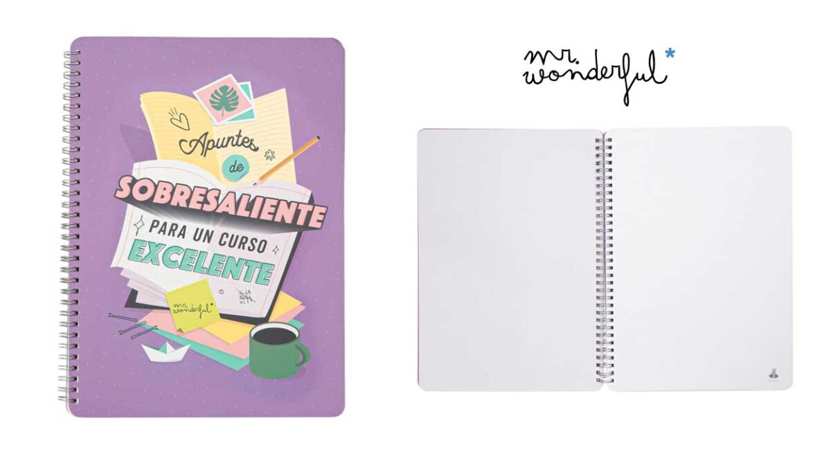 Libreta A4 Mr.Wonderful Apuntes de sobresaliente para un curso excelente