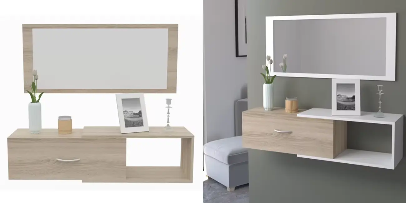 Conjunto para recibidor Dormidan con espejo y cajón