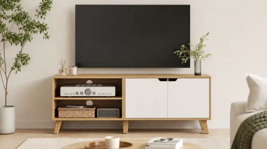 Mueble de TV Vasagle de 2 puertas con estantes ajustables para televisores de hasta 60 pulgadas