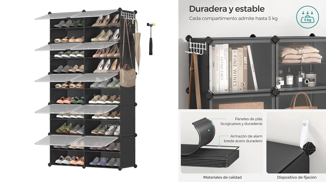 mueble zapatero grande Songmics con 10 compartimentos