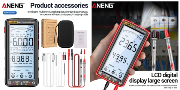 Multímetro digital ANENG 681 con pantalla LCD de 5,01"