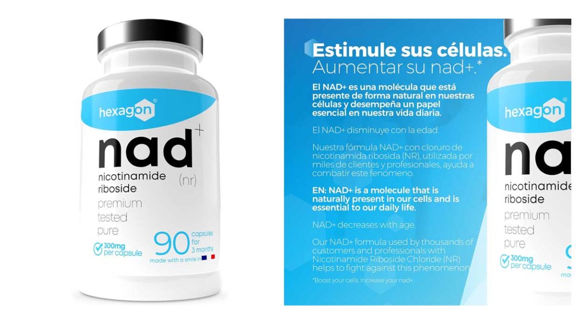 Suplemento Nad Riboside Hexagon de 90 cápsulas