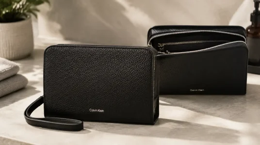 Neceser Calvin Klein para hombre con asa de transporte y diseño minimalista