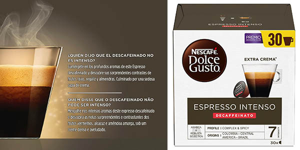 Café en cápsulas espresso intenso descafeinado Nescafé Dolce Gusto