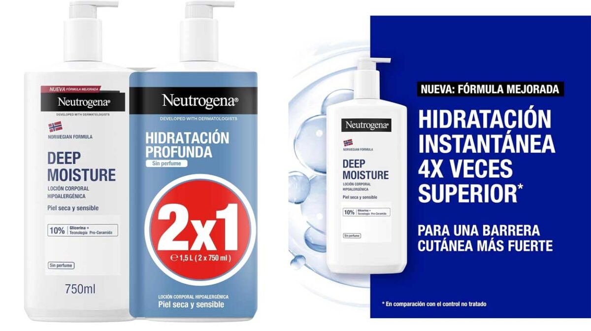 Pack x2 Loción hidratante Hipoalergénica Neutrogena Hidratación Profunda