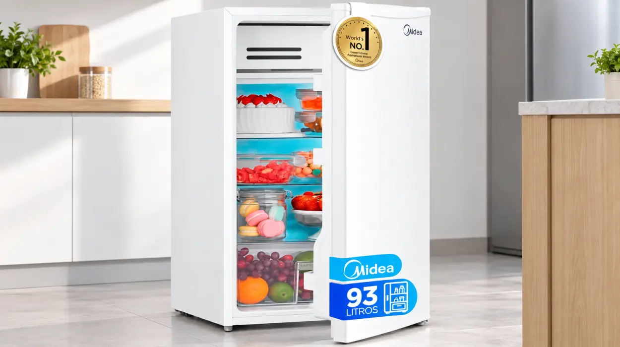 Nevera pequeña Midea de 93L, silenciosa y sin congelador