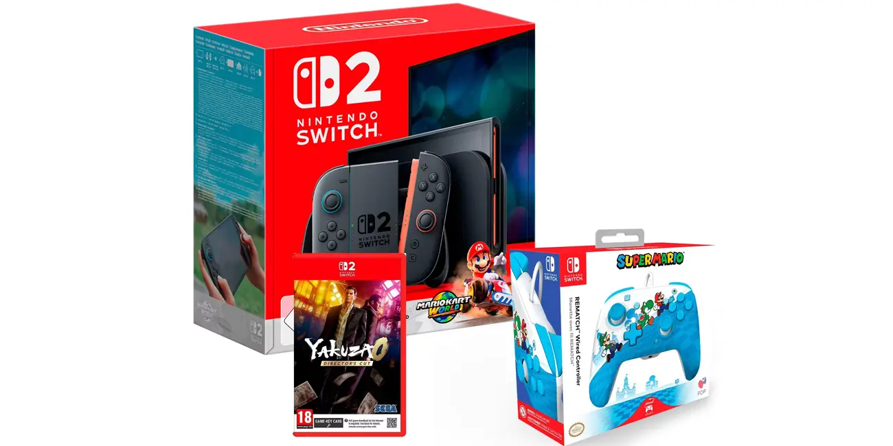 Nintendo Switch 2 + Mario Kart World + Yakuza 0 + mando PDP Rematch Wired