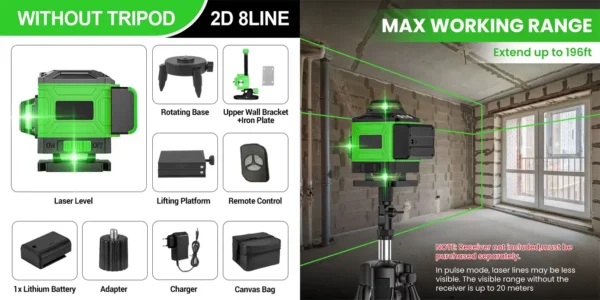Nivel láser 360º 4D con batería recargable