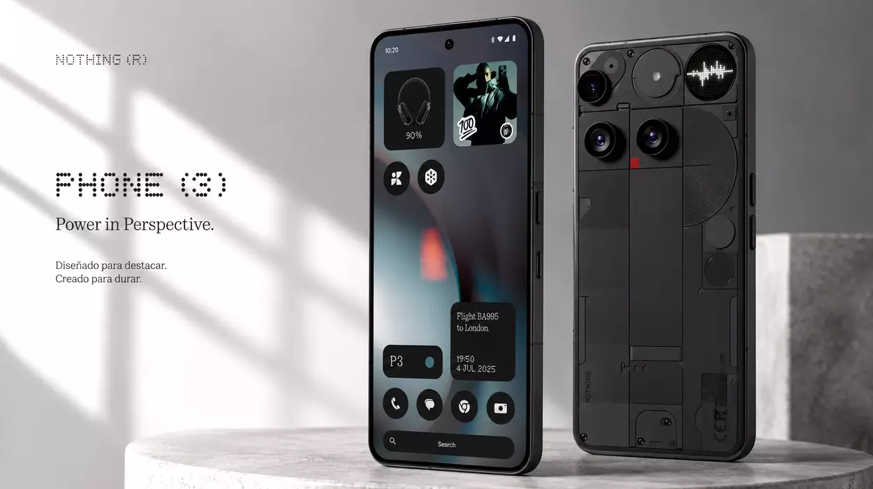 Nothing Phone (3) con triple cámara 50 MP, pantalla AMOLED 120 Hz y 16GB + 512GB