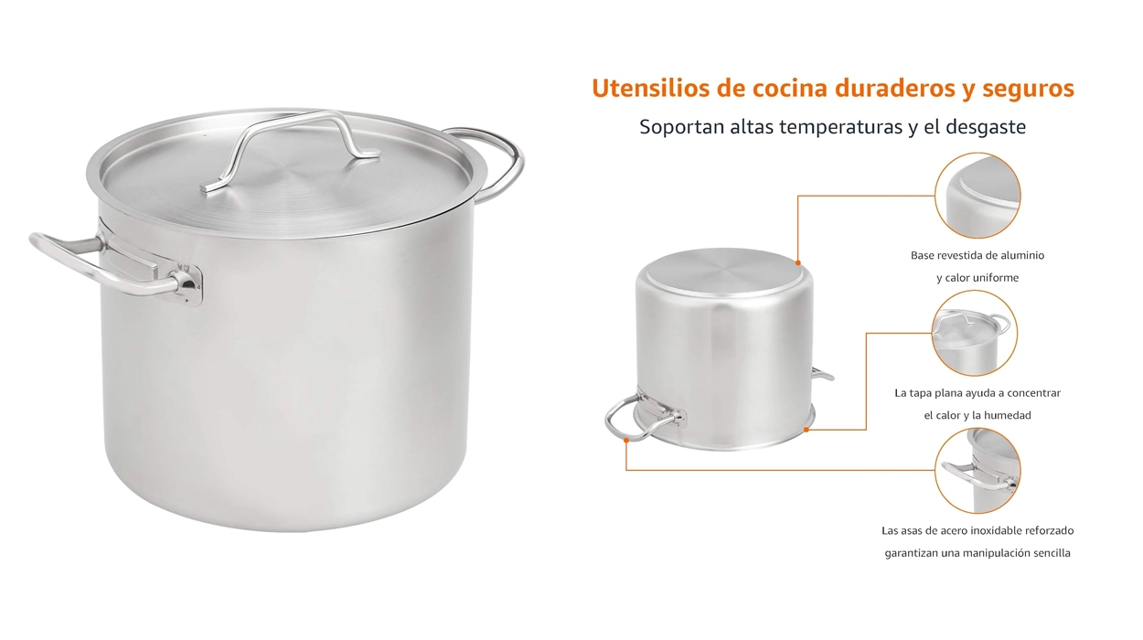 olla Amazon Basics de acero inoxidable 11,4 litros