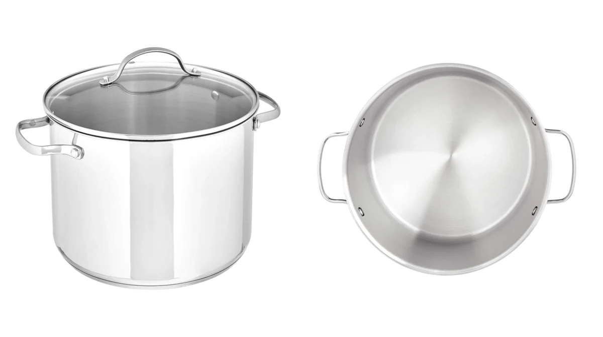 Olla de acero inoxidable de 7,6 litros Amazon Basics con tapa de vidrio