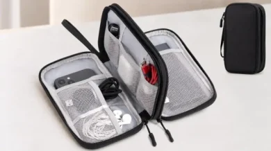 Organizador de cables Arae para viaje con doble capa e interior impermeable