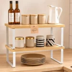 Organizador de especias extensible Ribech en bambú y metal para cocina y baño