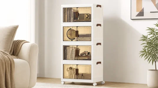 Organizador Songmics RLB450WZ01 de 4 niveles con ruedas y puertas magnéticas
