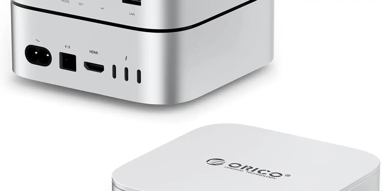 ORICO MiniRaid Dual NVMe/SATA Dock para Mac Mini M4/M4 Pro 10-en-1 USB-C