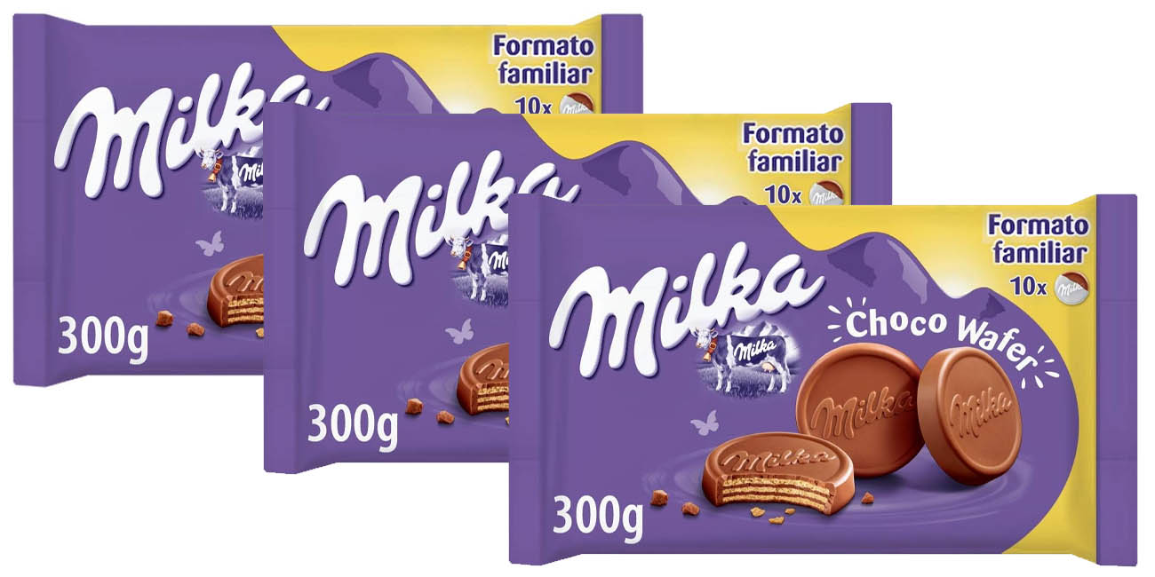 Pack x3 Paquetes de galletas Milka Choco Wafer