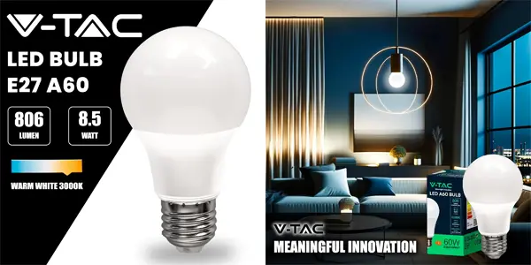 Pack 10x bombilla LED V-TAC A60 E27 de 8,5W