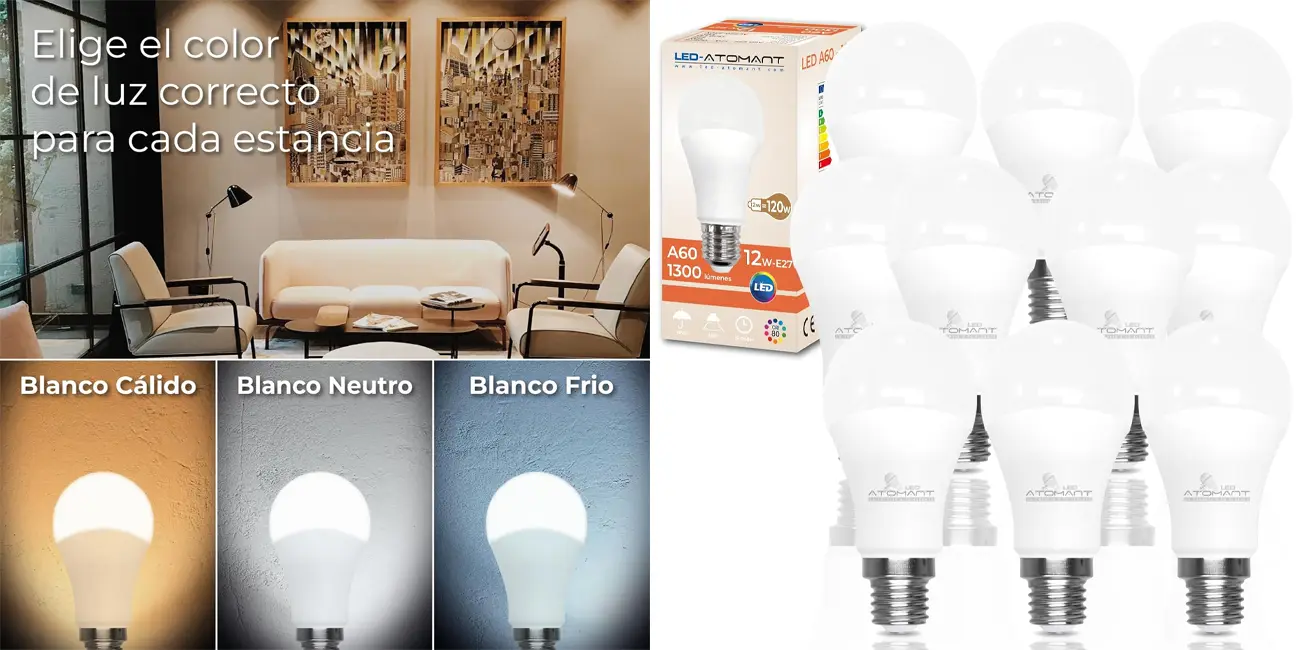 Pack 10x bombilla LED ATOMANT 27 A60 de 12W