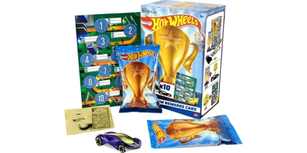 Caja Hot Wheels con 10 coches sorpresa con pegatinas