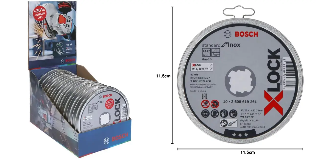 Pack de 10 discos de corte Bosch Professional Standard de 115 mm