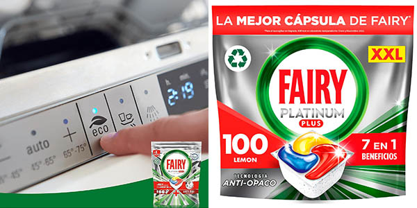 Pack x100 cápsulas lavavajillas Fairy Platinum Plus All in One Limón