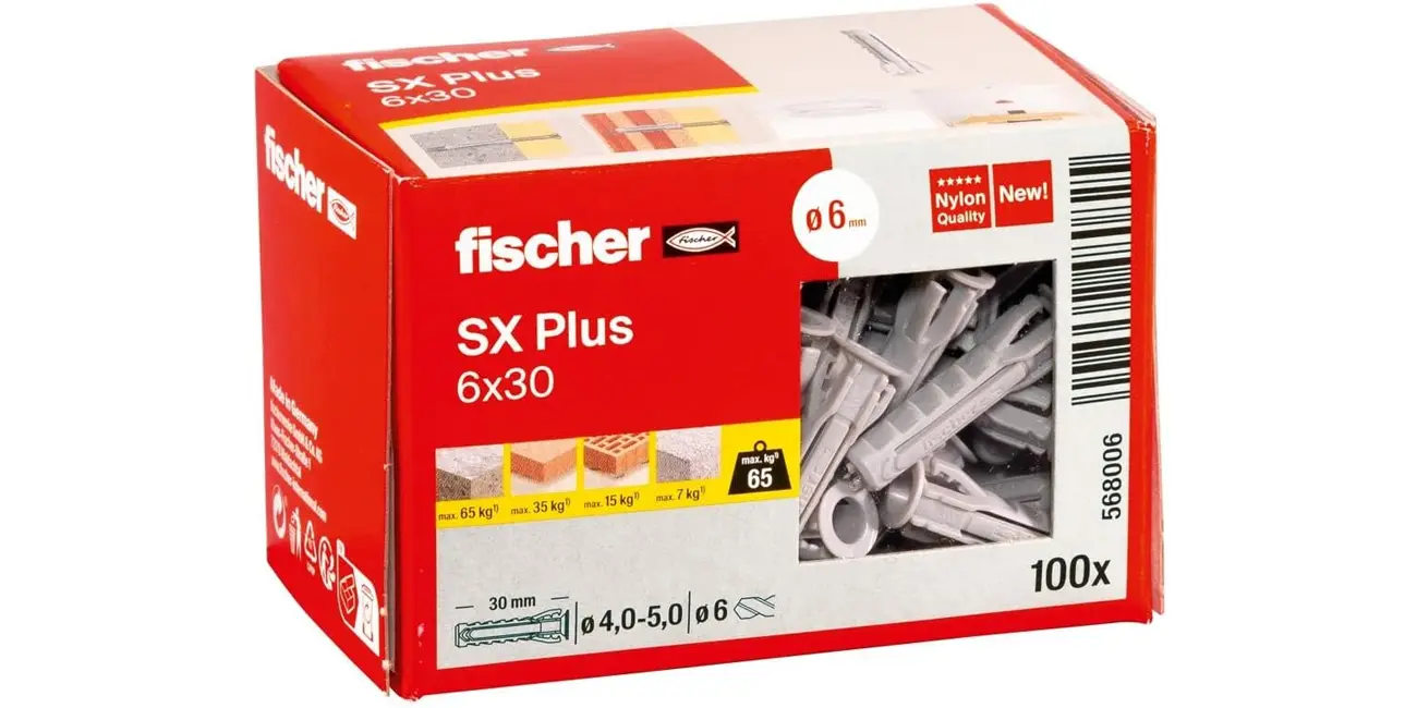 Pack 100 tacos de expansión Fischer SX Plus 6 x 30