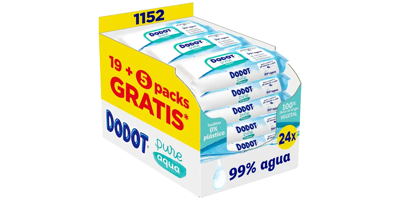 Pack x24 paquetes Toallitas Dodot Aqua Pure para bebé