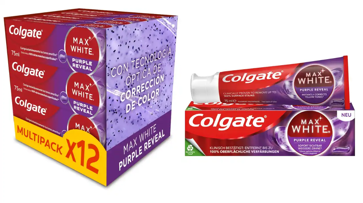 pack 12 Colgate Max White Purple Reveal