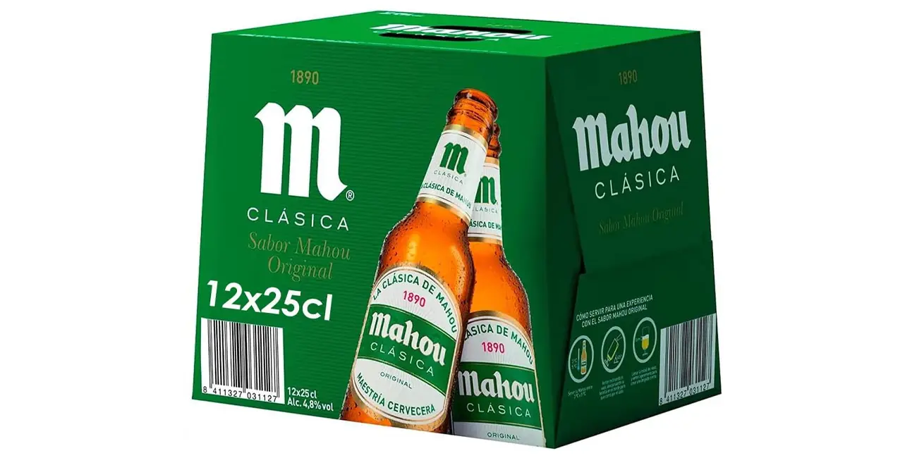 Pack de 12 botellines de cerveza Mahou Clásica