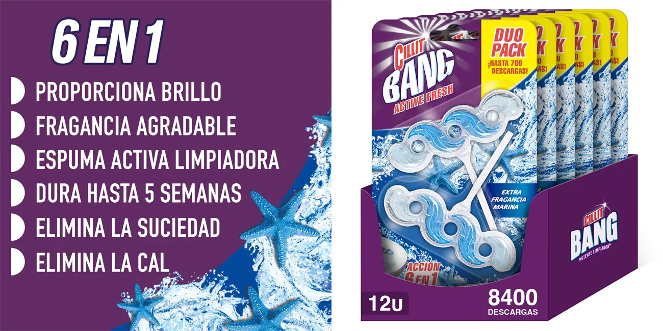 Pack x12 Colgadores Cillit Bang WC Active Fresh