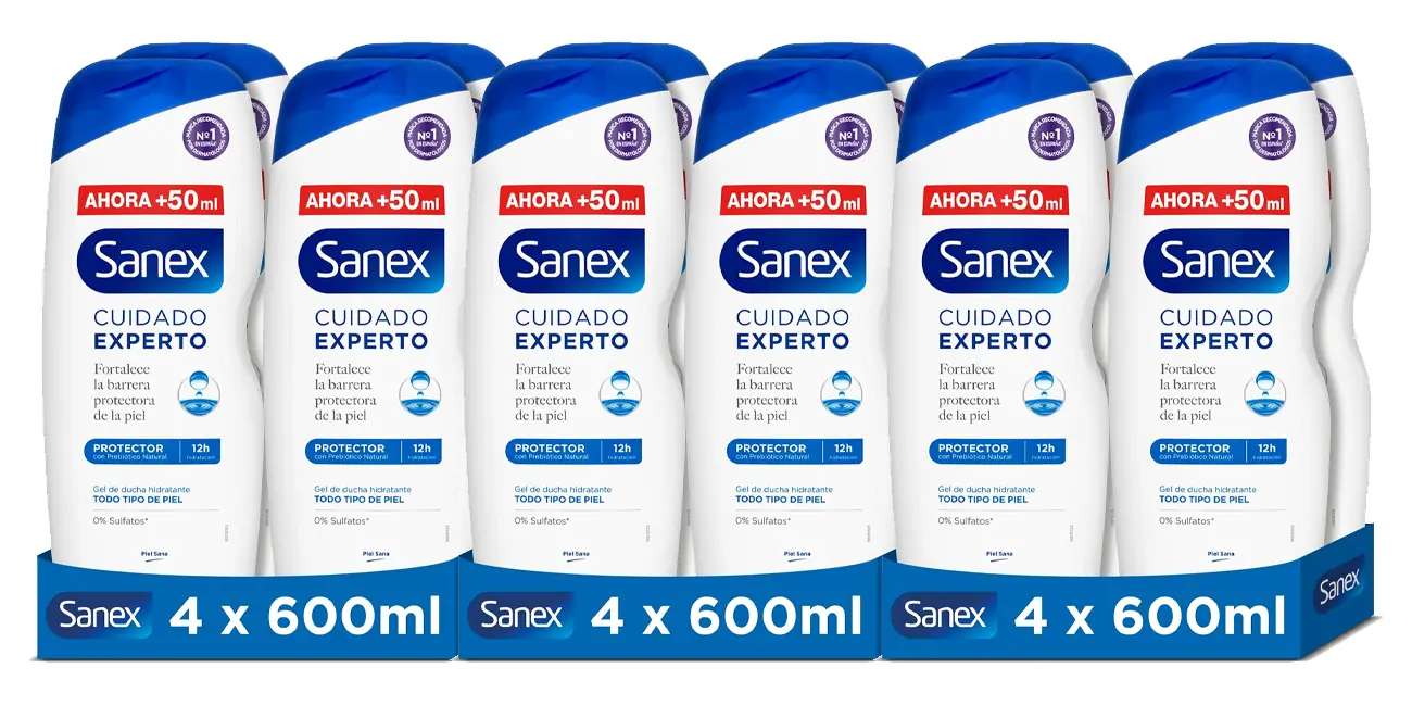 Pack x12 Gel de ducha hidratante Sanex Cuidado Experto