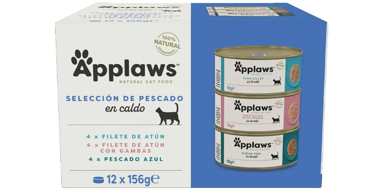Pack de 12 latas de comida Applaws 100% Natural para gatos