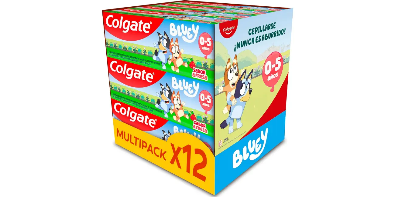 Pack 12x Colgate Kids Bluey sabor fresa de 50 ml