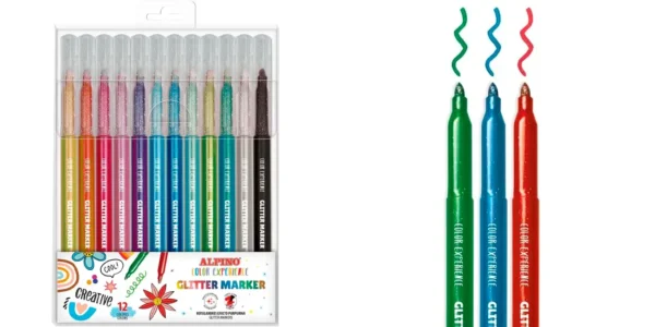 Pack 12x rotulador con purpurina Alpino Glitter Marker
