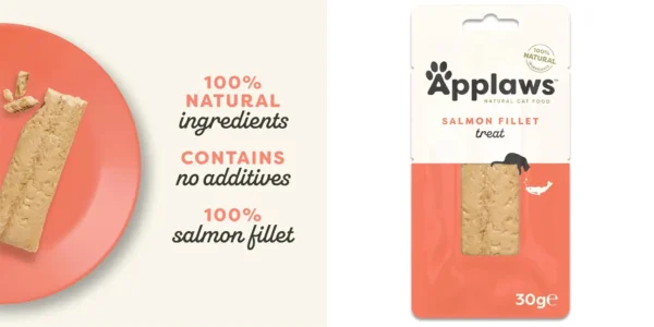 Pack 12x snack Applaws 100% lomo de salmón de 30 gramos